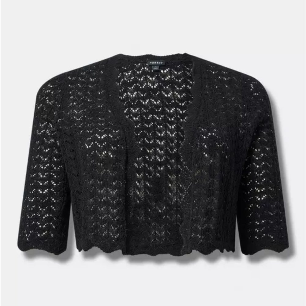 Pointelle Long Sleeve Open Stitch Shrug By Torrid